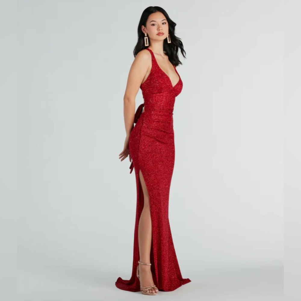 Kat Formal Glitter Lace-Up Long Dress